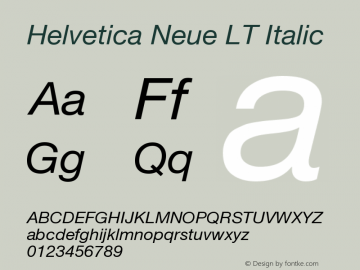 Helvetica LT 56 Italic Version 006.000 Font Sample
