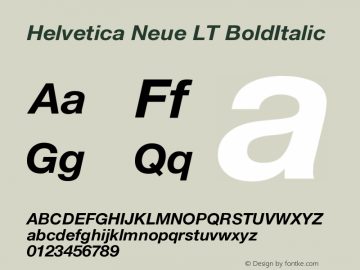 Helvetica LT 76 Bold Italic Version 006.000图片样张