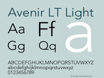 Avenir LT 35 Light Version 006.000 Font Sample