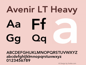 Avenir LT 85 Heavy Version 006.000 Font Sample