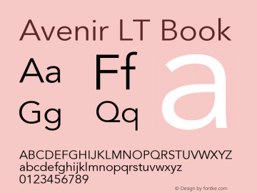 Avenir LT 45 Book Version 006.000 Font Sample