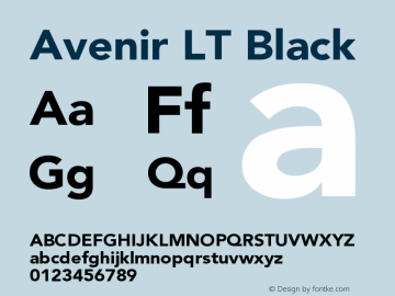 Avenir LT 95 Black Version 006.000 Font Sample