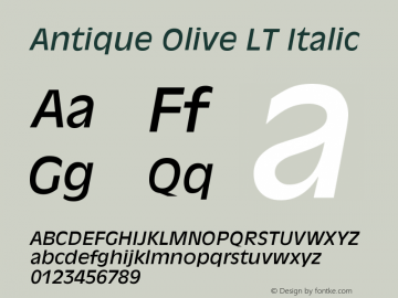 Antique Olive LT Italic Version 006.000图片样张