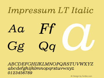 Impressum LT Italic Version 006.000图片样张