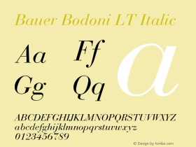 Bauer Bodoni Italic Version 006.000图片样张