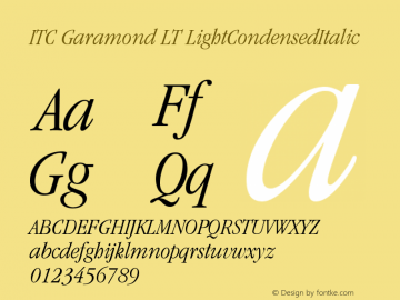ITC Garamond LT Light Condensed Italic Version 006.000图片样张