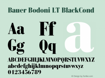 Bauer Bodoni Black Condensed Version 006.000图片样张