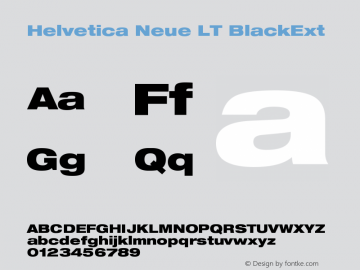 Helvetica LT 93 Black Extended Version 006.000 Font Sample