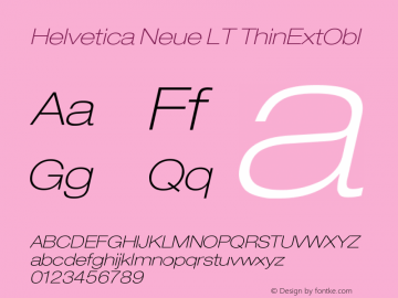Helvetica LT 33 Thin Extended Oblique Version 006.000 Font Sample