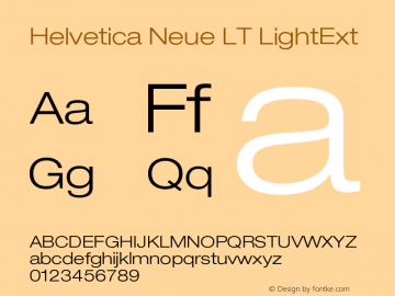 Helvetica LT 43 Light Extended Version 006.000 Font Sample