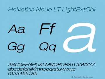 Helvetica LT 43 Light Extended Oblique Version 006.000 Font Sample