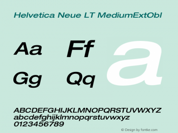 Helvetica LT 63 Medium Extended Oblique Version 006.000 Font Sample