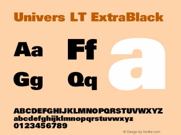 Univers LT 85 Extra Black Version 006.000 Font Sample