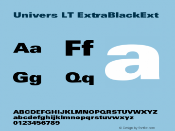 Univers LT 93 Extra Black Extended Version 006.000 Font Sample