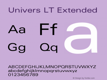 Univers LT 53 Extended Version 006.000 Font Sample