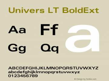 Univers LT 63 Bold Extended Version 006.000 Font Sample