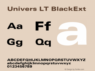 Univers LT 73 Black Extended Version 006.000 Font Sample