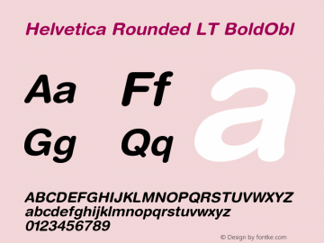 Helvetica Rounded LT Bold Oblique Version 006.000图片样张