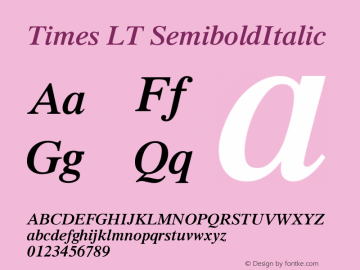 Times LT Semibold Italic Version 006.000 Font Sample