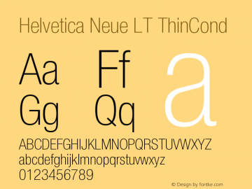 Helvetica LT 37 Thin Condensed Version 006.000 Font Sample