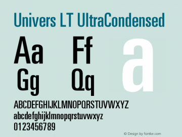 Univers LT 59 Ultra Condensed Version 006.000 Font Sample