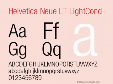Helvetica LT 47 Light Condensed Version 006.000 Font Sample