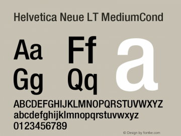 Helvetica LT 67 Medium Condensed Version 006.000 Font Sample