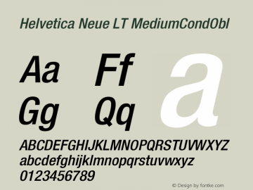 Helvetica LT 67 Medium Condensed Oblique Version 006.000 Font Sample