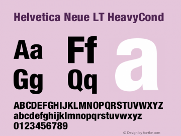 Helvetica LT 87 Heavy Condensed Version 006.000 Font Sample