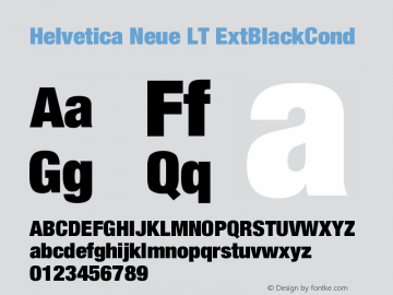 Helvetica LT 107 Extra Black Condensed Version 006.000 Font Sample