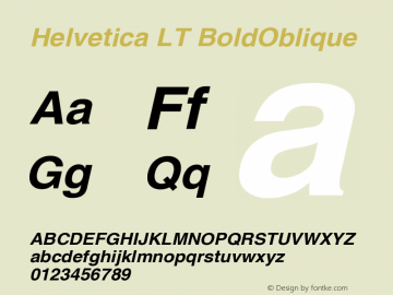 Helvetica LT Bold Oblique Version 006.000图片样张