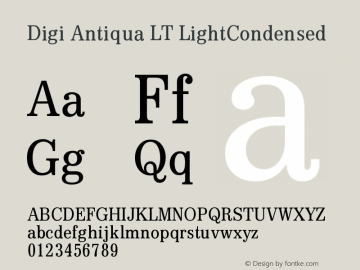 Digi Antiqua LT Light Condensed Version 006.000 Font Sample