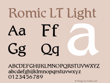 Romic LT Light Version 006.000 Font Sample