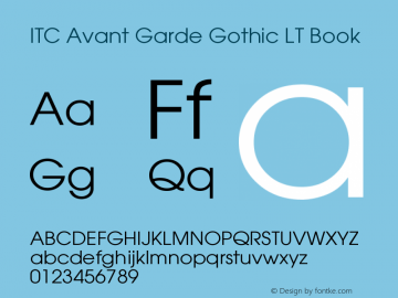 ITC Avant Garde Gothic LT Book Version 006.000图片样张