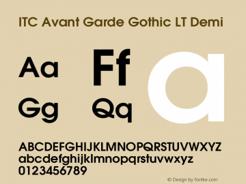 ITC Avant Garde Gothic LT Demi Version 006.000图片样张