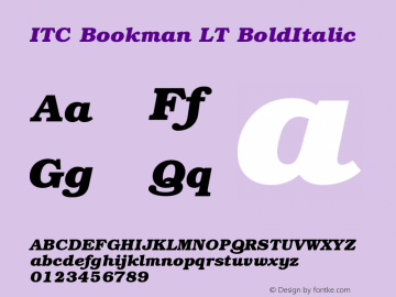 ITC Bookman LT Bold Italic Version 006.000图片样张