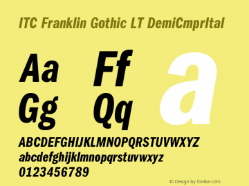 ITC Franklin Gothic LT Demi Compressed Italic Version 006.000图片样张