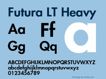 Futura LT Heavy Version 006.000 Font Sample
