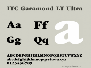 ITC Garamond LT Ultra Version 006.000 Font Sample