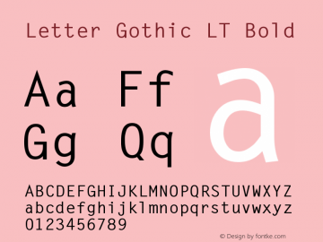 Letter Gothic LT Bold Version 006.000 Font Sample
