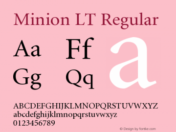 Minion LT Regular Version 006.000 Font Sample