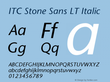 ITC Stone Sans LT Italic Version 006.000 Font Sample