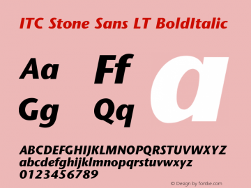 ITC Stone Sans LT Bold Italic Version 006.000图片样张