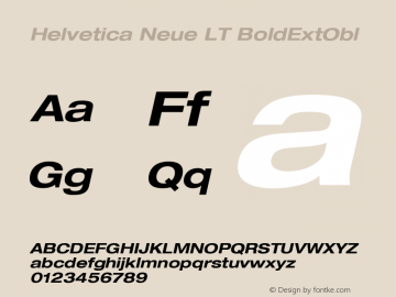 Helvetica LT 73 Bold Extended Oblique Version 006.000 Font Sample