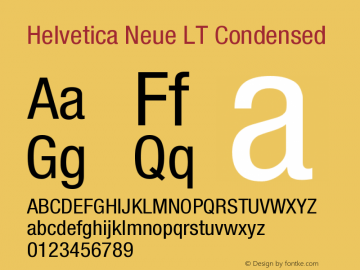 Helvetica LT 57 Condensed Version 006.000 Font Sample