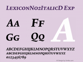 LexiconNo2ItalicD-Exp Version 001.000 Font Sample