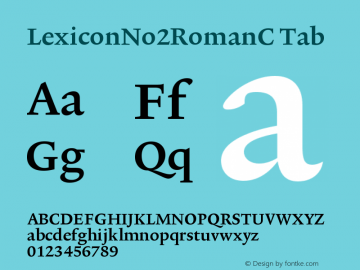 LexiconNo2RomanC-Tab Version 001.000 Font Sample
