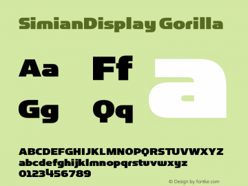 SimianDisplay-Gorilla Version 001.000 Font Sample