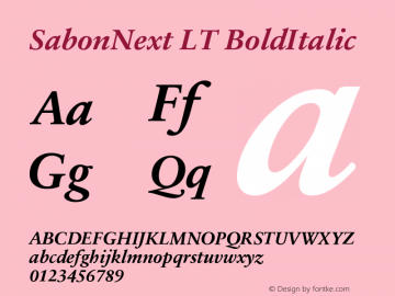 SabonNext LT Bold Italic Version 001.000 Font Sample