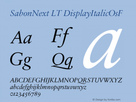 SabonNext LT Display Italic Old Style Figures Version 001.000 Font Sample